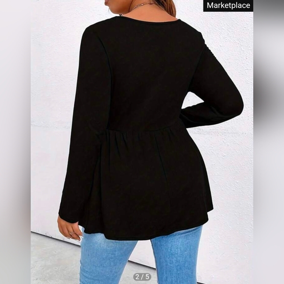 Claw Women's Plus Size Square Neck Tee Waisted Lace Hem Simple Tempera 4xl NWOT - Picture 2 of 4